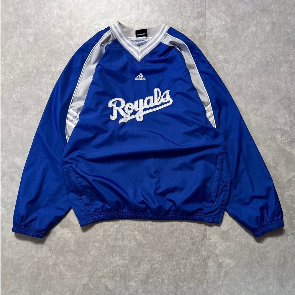 2000s Vintage Kansas City Royals Adidas Blue Pullover -L